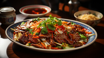 Fototapeta premium Savoring the Perfectly Wok-Tossed Chow Mein Delight