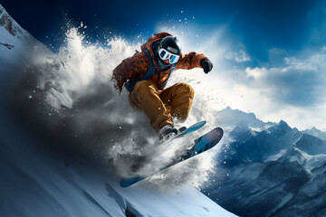 Snowboarder Winter sports Snow and winter atmosphere Background wallpaper AI Generated