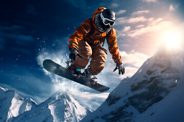 Snowboarder. Winter sports. Snow and winter atmosphere. Background, wallpaper. AI Generated