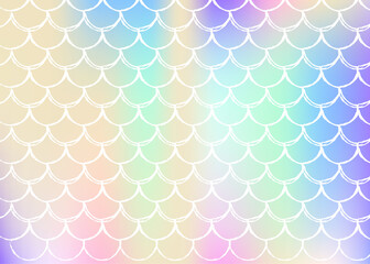 Mermaid scales background with holographic gradient.