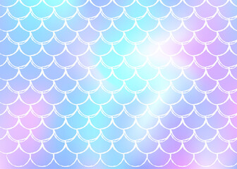 Gradient scale background with holographic mermaid.