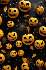 Obraz premium halloween scene horror background with creepy pumpkins of spooky halloween haunted mansion Evil houseat night with full moon | Generative AI