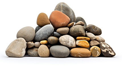 a pile of pebbles on a white background. Generative Ai. 