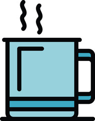 Hot tea mug icon outline vector. Drink cup. Cafe ginger color flat