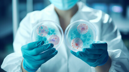 doctor showing mold samples close-up. Generative Ai. 