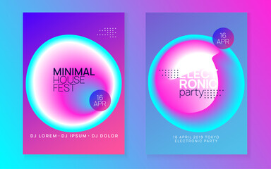 Sound Fest. Jazz Trance Flyer. Dynamic Pattern For Magazine Layout. Fun Art For Invitation. Neon And Carnival Shape. Purple And Blue Sound Fest