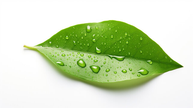 green leaf with water drops. Generative Ai. 
