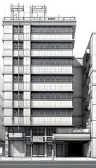 Orthographic Tokyo Japan Orthographic View Building.