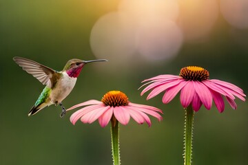Fototapeta na wymiar hummingbird and flowergenerated by AI technology 