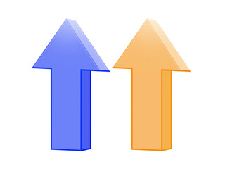 The digital blue arrow pointing up shows the feeling of increase, growth, motivation, hope, and more positive meaning. PNG transparent