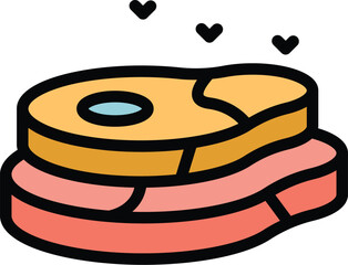 Meat infection icon outline vector. Epidemic allergy. Safety distance color flat
