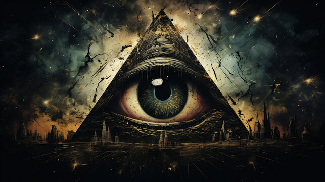 Mystical All-Seeing Eye of God in Ancient Triangle
