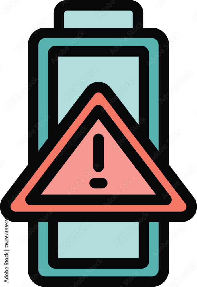 Poster attention battery icon outline vector. electric level. phone recharge color flat - Posters