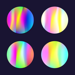 Gradient round set with holographic mesh. Abstract hologram.