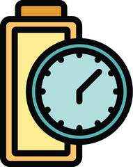 Time of charging icon outline vector. Phone power. Charge energy color flat