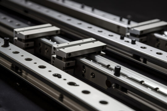A macro shot of linear guide rails, revealing the smoothness of their motion and the attention to detail in their construction