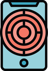 Phone target benchmark icon outline vector. Quality unit. Compare financial color flat