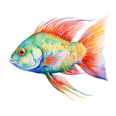 fish watercolor on a white background