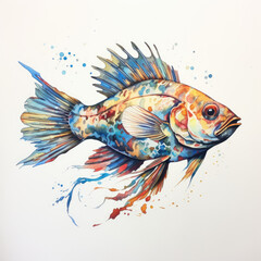 Fototapeta premium fish watercolor on a white background