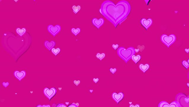 3D Pink Hearts Particles Background