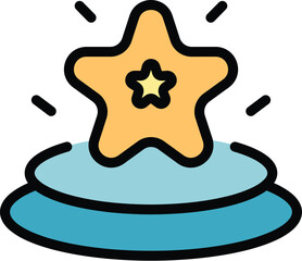 Star benchmark icon outline vector. Business unit. App industry color flat
