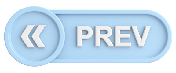 Previous button. Back button. 3D illustration.
