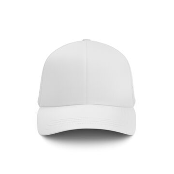Blank Cap White Mockup Front View, isolated on a White Background