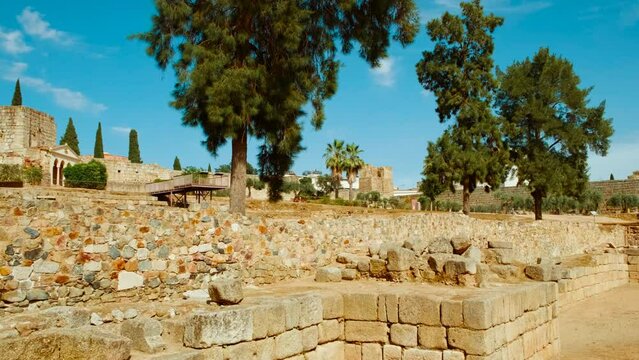 Alcazaba of Merida, Spain, dating to 835 AD, a fortress of history, where every stone breathes tales of Moorish reign and Roman conquest