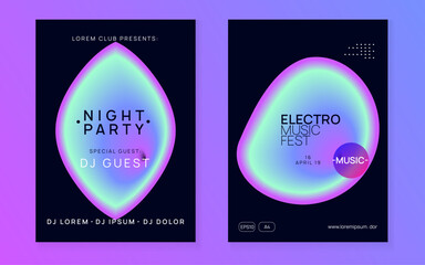 Naklejka premium Electronic Fest. Trendy Art For Magazine. Creative Background For Cover Concept. House And Exhibition Layout. Jazz Trance Flyer. Purple And Turquoise Electronic Fest