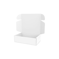 White open box mockup blank packaging boxes, product package isolated in a white background