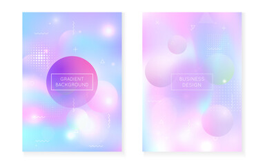 Holographic Fluid. Light Poster. Abstract Pattern. Retro Luminous Magazine. Rainbow Shape. Blue Tech Design. Dynamic Dots. Trendy Flyer. Violet Holographic Fluid