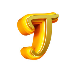 3d render letter font gold