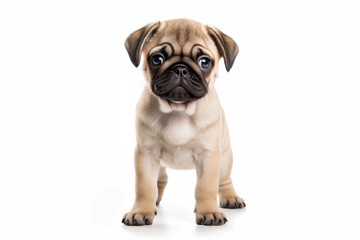 Fototapeta premium a puppy pug dog isolated on white background. Generative ai.