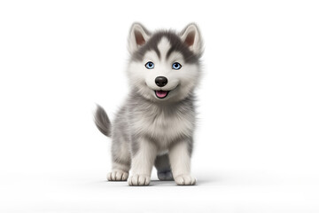 Fototapeta premium a puppy Siberian Husky dog isolated on white background. Generative ai.