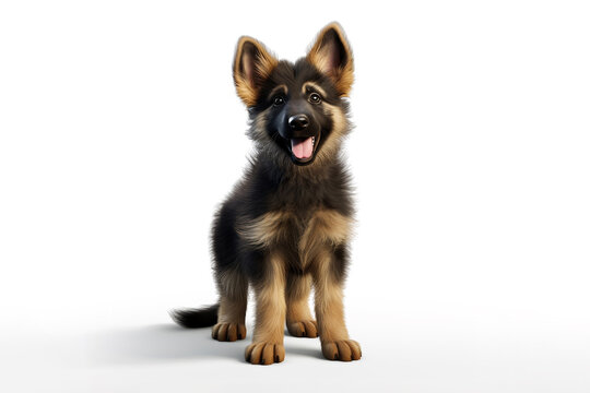a puppy German Shepherd dog isolated on white background. Generative ai.