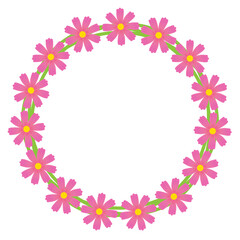 Fototapeta premium コスモスのリースのイラスト素材 