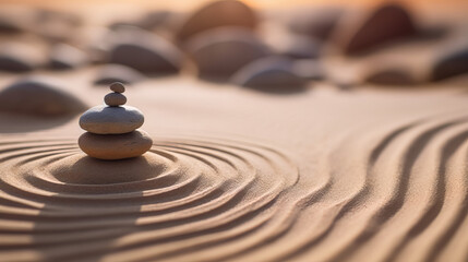 Fototapeta na wymiar circles in the sand zen