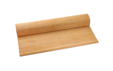 New rolled bamboo mat isolated on white