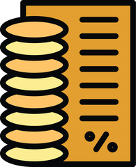 Loan percent icon outline vector. Payment money. Contract income color flat
