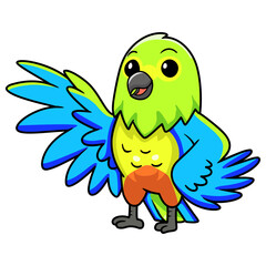 Cute orange bellied parrot cartoon waving hand