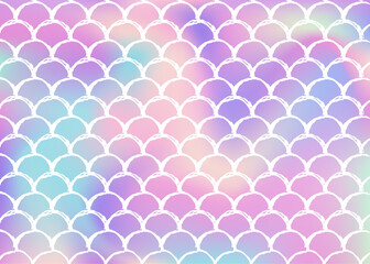 Gradient scale background with holographic mermaid.