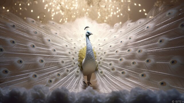 amazing photo of white peacock highly detailed