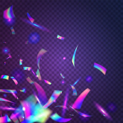 Bokeh Texture. Falling Sparkles. Digital Foil. Surreal Art. Laser Abstract Decoration. Hologram Effect. Party Prism. Violet Blur Glare. Pink Bokeh Texture