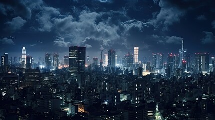 amazing photo of tokyo highly detailed cinematic city skyline at night