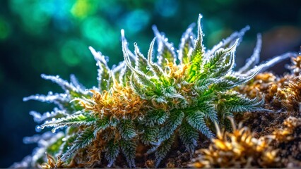 macro plants on dynamic lighting sunburst. Generative AI