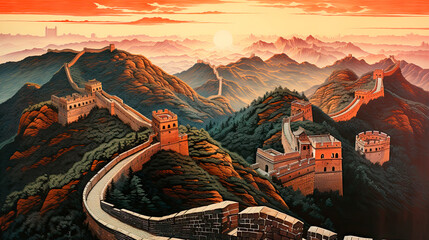 Aerial view of the Great Wall of China 