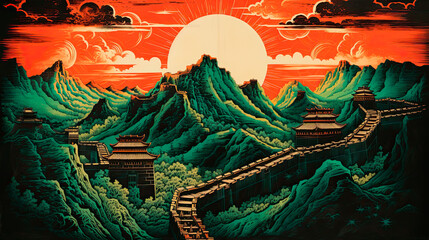 Illustration of the Great Wall of China