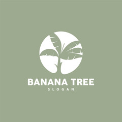 Banana Tree Logo, Banana Tree Simple Silhouette Design, Plant Icon Symbol Vector Illustration