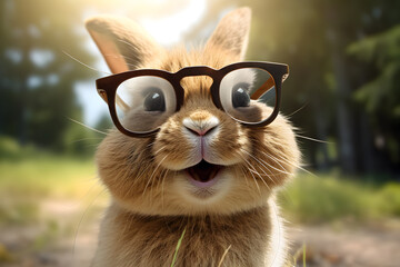 Happy bunny in glasses