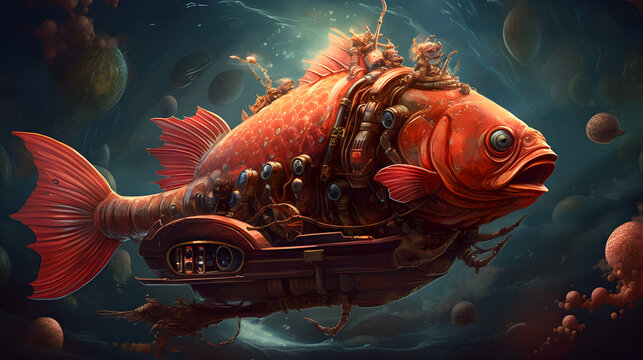 Steampunk fishboat